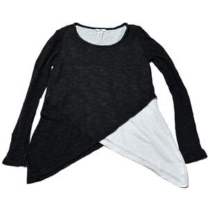 Bar III Black White Asymmetrical Colorblock Knit Sweater Long Sleeve Size Small